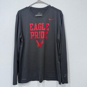 Nike Dri-FIT Mens Large Eagle Pride Long Sleeve Graphic T-Shirt Gray Red